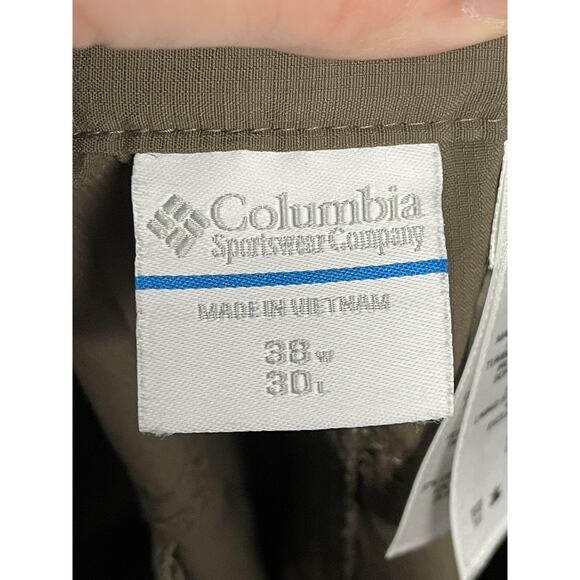 Columbia Pants Mens 38x30 Olive Nylon Hiking Cargo Quick Dry Belted Tech AM8619 - Picture 9 of 11